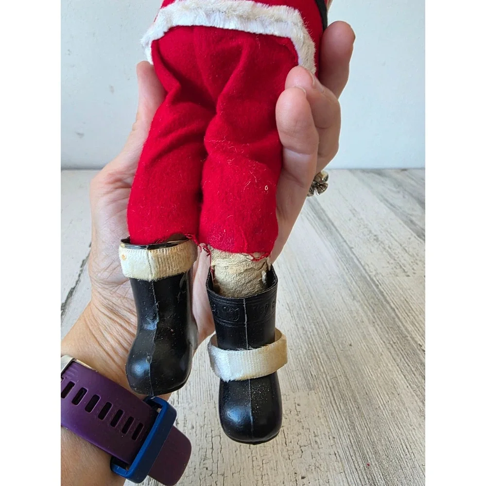 Antique dream doll Santa plush jointed felt rubber face Xmas decor statue